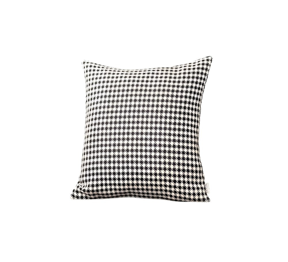 Set of Four 18" Black and White Houndstooth Fabric Throw Pillows