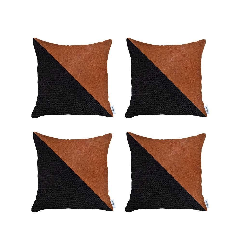 Set of Four Brown and Black Throw Pillow