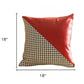 Set of Four 18" Red Black and White Houndstooth Fabric and Faux Leather Throw Pillows
