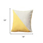 Set of Four 18" Yellow and Gray Color Block Fabric Throw Pillows