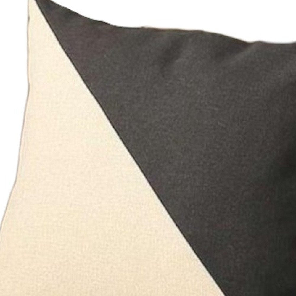 Set of Four 18" Ivory and Black Color Block Fabric Throw Pillows