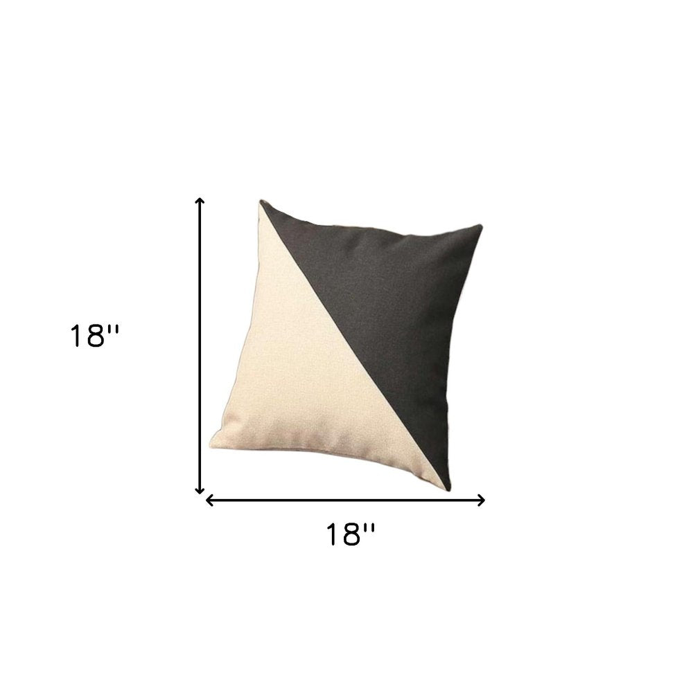 Set of Four 18" Ivory and Black Color Block Fabric Throw Pillows