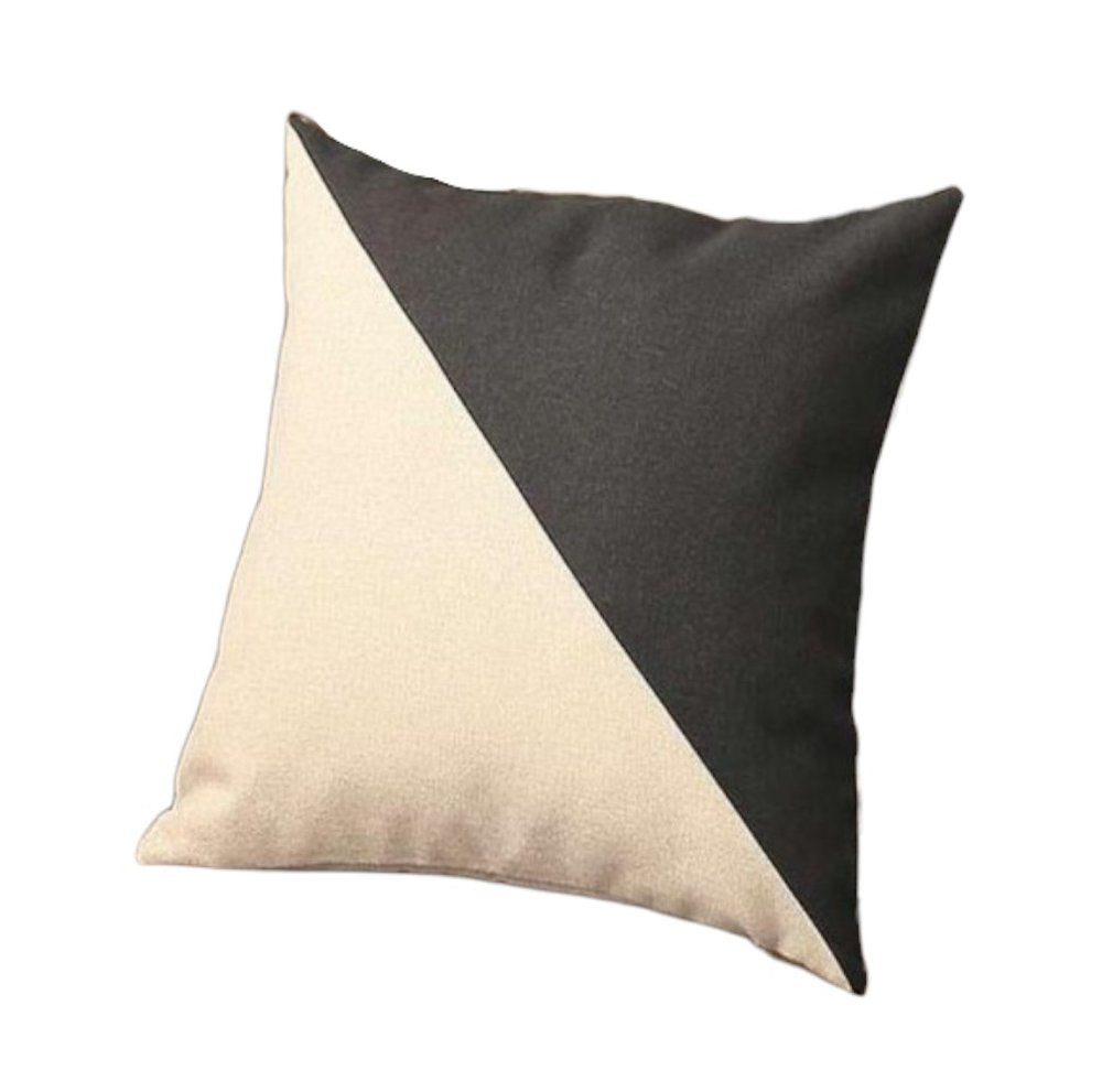 Set of Four 18" Ivory and Black Color Block Fabric Throw Pillows
