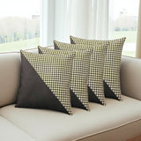 Set of Four 18" Black and Yellow Houndstooth Fabric Throw Pillows