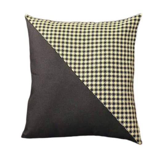 Set of Four 18" Black and Yellow Houndstooth Fabric Throw Pillows