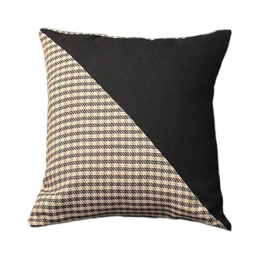 Set of Four 18" Brown Black and White Houndstooth Fabric Throw Pillows