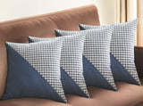 Set of Four 18" Blue and White Houndstooth Fabric Throw Pillows