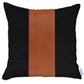Set of Four 18" Brown And Black Faux Leather And Fabric Throw Pillows