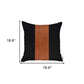 Set of Four 18" Brown And Black Faux Leather And Fabric Throw Pillows