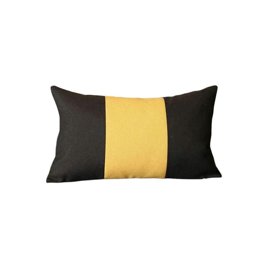 Set of Four 12" X 20" Black And Yellow Lumbar Throw Pillows