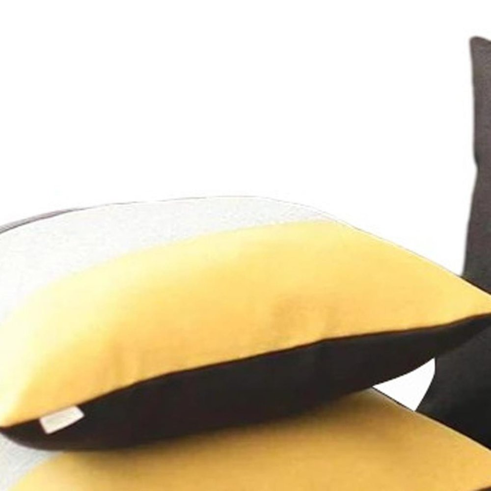 Set of Four 18" Black And Yellow Throw Pillows