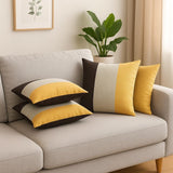Set of Four 18" Black And Yellow Throw Pillows