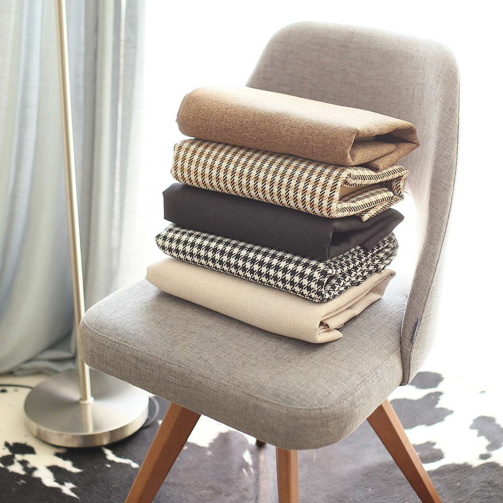 Set of Four 18" Black Ivory And Brown Fabric Throw Pillows