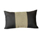 Set of Four 12" X 20" Black and Yellow Houndstooth Fabric Lumbar Throw Pillows