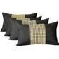 Set of Four 12" X 20" Black and Yellow Houndstooth Fabric Lumbar Throw Pillows