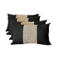 Set of Four 12" X 20" Black Brown and White Houndstooth Fabric Lumbar Throw Pillows
