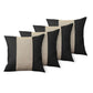 Set of Four 18" Black Brown and White Houndstooth Fabric Throw Pillows