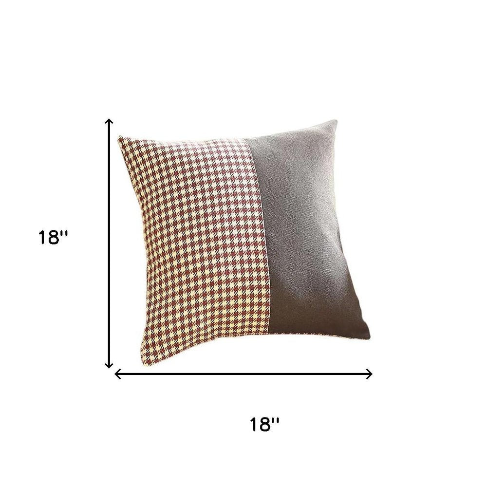 Set of Four 18" Black And Red Houndstooth Throw Pillows