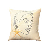 Set of Four 18" Beige and Black Throw Pillow