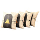 Set of Four 18" Ivory Black and Gold Geometric Fabric Throw Pillows