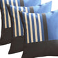 Set of Four 18" Blue Black And White Fabric Striped Throw Pillows