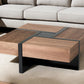 39" Brown and Black Wood Square Solid Coffee Table With Four Drawers