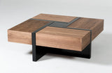 39" Brown and Black Wood Square Solid Coffee Table With Four Drawers