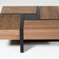 39" Brown and Black Wood Square Solid Coffee Table With Four Drawers