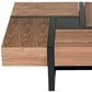 39" Brown and Black Wood Square Solid Coffee Table With Four Drawers