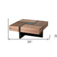 39" Brown and Black Wood Square Solid Coffee Table With Four Drawers
