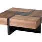39" Brown and Black Wood Square Solid Coffee Table With Four Drawers
