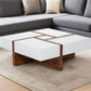 39" Brown and White Wood Square Solid Coffee Table With Four Drawers