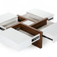 39" Brown and White Wood Square Solid Coffee Table With Four Drawers