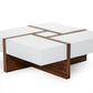 39" Brown and White Wood Square Solid Coffee Table With Four Drawers