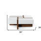 39" Brown and White Wood Square Solid Coffee Table With Four Drawers