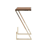 Stylish Asymmetrical Wood and Metal Z shaped Side Table