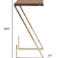 Stylish Asymmetrical Wood and Metal Z shaped Side Table
