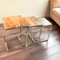 Set of Three Stylish Wood and Metal C Shaped Nesting End Tables