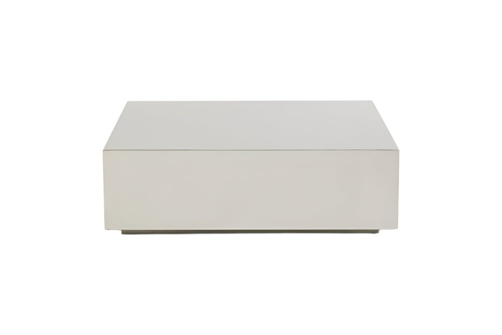 35" Silver Stainless Steel Square Solid Coffee Table