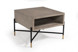 25" Gray and Black Concrete And Metal Square Coffee Table With Shelf