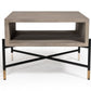 25" Gray and Black Concrete And Metal Square Coffee Table With Shelf