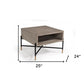 25" Gray and Black Concrete And Metal Square Coffee Table With Shelf