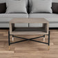 25" Gray and Black Concrete And Metal Square Coffee Table With Shelf