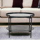 24" Black Faux Marble And Metal Round Coffee Table With Shelf