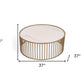 37" White and Gold Faux Marble And Metal Round Frame Coffee Table