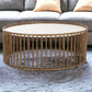 37" White and Gold Faux Marble And Metal Round Frame Coffee Table