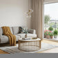 37" White and Gold Faux Marble And Metal Round Frame Coffee Table