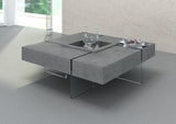 47" Gray and Clear Concrete And Glass Square Solid Coffee Table