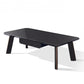 55" Ebony and Dark Brown Wood And Stainless Steel Coffee Table With Drawer