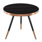 20" Black and Gold Faux Marble And Metal Round Coffee Table